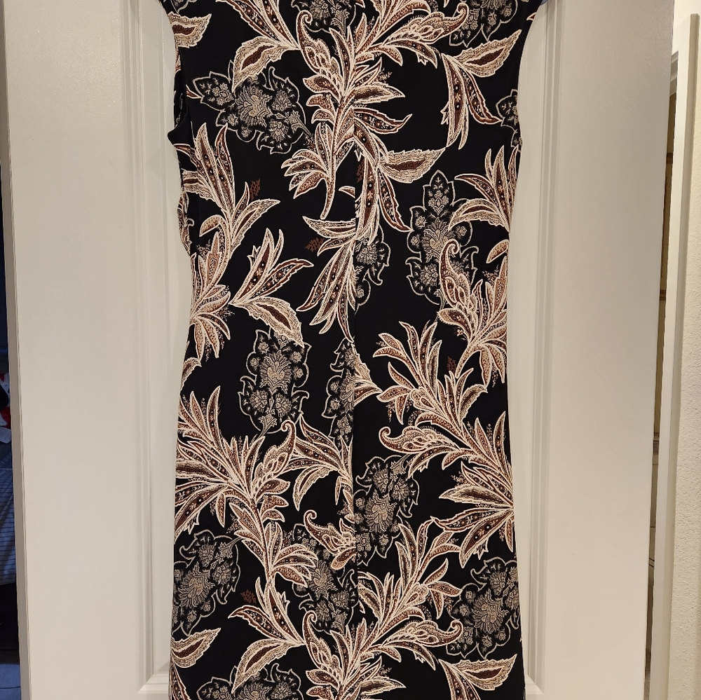 Elegant Black and Beige Floral Dress
